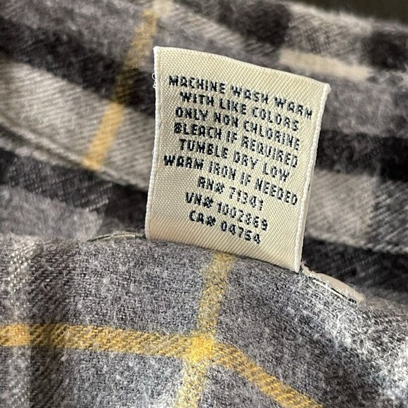 LL Bean Shirt Mens Large Tall Gray Plaid Flannel Button Up Long Sleeve Casual - Picture 9 of 9